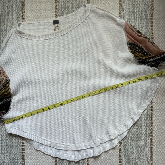 We The Free Blossom White Long Printed Balloon Sleeves Boho Oversized Top XS - Picture 8 of 10